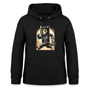 Big Cat - Conception de dessin animé drôle - Sweat à capuche Femme - noir - Devant - AI Model Female 172 light (172cm)