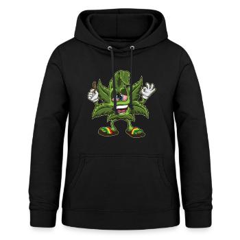 Bekifftes Cannabis Blatt - Weed Marihuana THC - Frauen Hoodie - Schwarz - Vorne - AI Model Female 172 light (172cm)