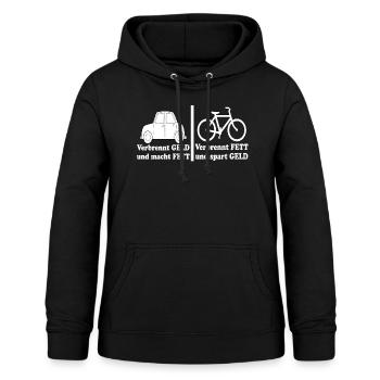 Auto gegen Fahrrad, Qual der Wahl? - Frauen Hoodie - Schwarz - Vorne - AI Model Female 172 light (172cm)