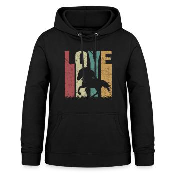 Islandpferd Retro Vintage Love - Frauen Hoodie - Schwarz - Vorne - AI Model Female 172 light (172cm)
