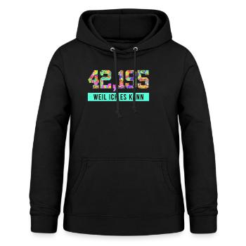Läufer 42.195 WEIL ICH ES KANN Laufen Lustiges - Frauen Hoodie - Schwarz - Vorne - AI Model Female 172 light (172cm)