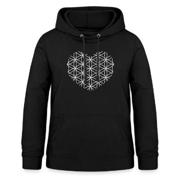 Herz - Blume des Lebens - Frauen Hoodie - Schwarz - Vorne - AI Model Female 172 light (172cm)