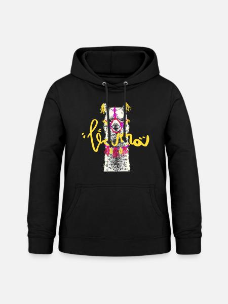 Lama - Frauen Hoodie - Schwarz