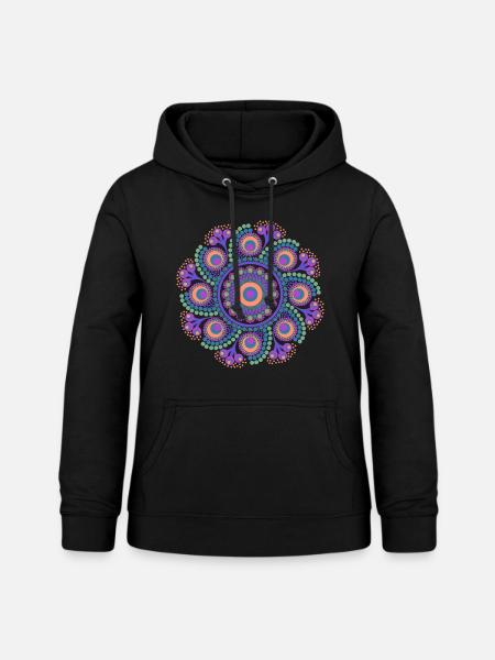 Rainbow Dot Mandala - Frauen Hoodie - Schwarz