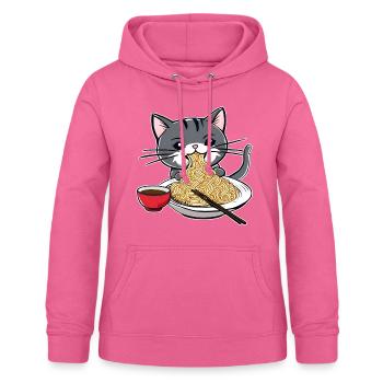 Niedliche Katze mit Ramen Nudeln - Frauen Hoodie - Pink - Vorne - AI Model Female 172 light (172cm)