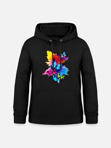 Schmetterling Splash Bunt - Frauen Hoodie - Schwarz