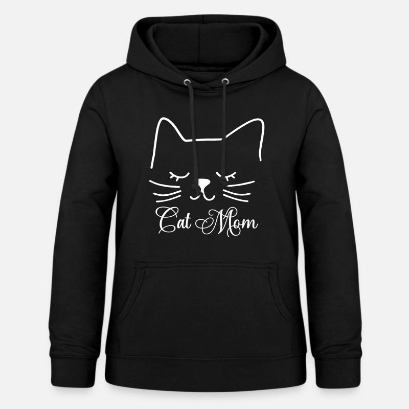 Chat chat maman chat maman Silhouette contour Lineart - Sweat à capuche Femme - noir
