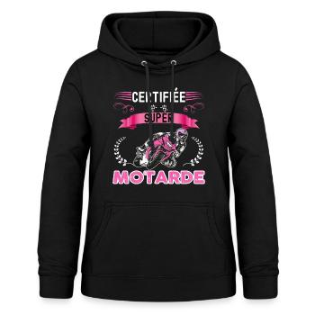 Motarde femme moto - Sweat à capuche Femme - noir - Devant - AI Model Female 172 light (172cm)