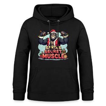 Le muscle secret du Père Noël - Héros de Noël - Sweat à capuche Femme - noir - Devant - AI Model Female 172 light (172cm)