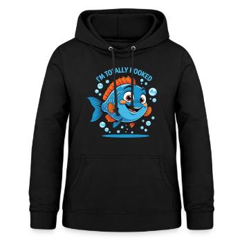 Poisson de dessin animé joyeux - Totalement accroché - Sweat à capuche Femme - noir - Devant - AI Model Female 172 light (172cm)