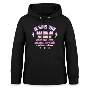 Maman motarde, cadeau fête des mères, Moto - Sweat à capuche Femme - noir - Devant - AI Model Female 172 light (172cm)