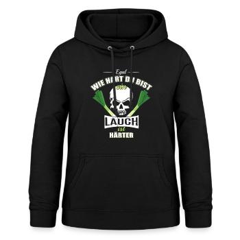 Egal wie hart du bist ein Lauch ist härter.png - Frauen Hoodie - Schwarz - Vorne - AI Model Female 172 light (172cm)