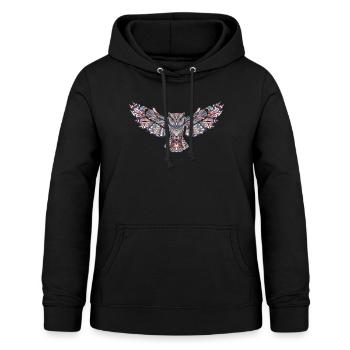 Chouette en mosaïque - Sweat à capuche Femme - noir - Devant - AI Model Female 172 light (172cm)