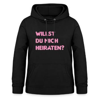 WILLST DU MICH HEIRATEN - HEIRATEN HEIRATSANTRAG - Frauen Hoodie - Schwarz - Vorne - AI Model Female 172 light (172cm)