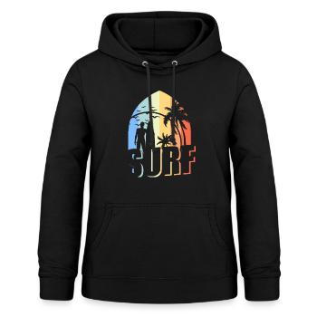 Surfer surfing surfboard - Women's Hoodie - black - Front - AI Model Female 172 light (172cm)