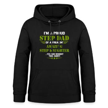 Stiefvater - Frauen Hoodie - Schwarz - Vorne - AI Model Female 172 light (172cm)