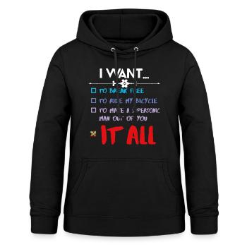 I WANT IT ALL - ICH WILL ALLES - Frauen Hoodie - Schwarz - Vorne - AI Model Female 172 light (172cm)