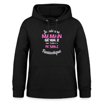 Je suis une Maman géniale Et une paysanne - Sweat à capuche Femme - noir - Devant - AI Model Female 172 light (172cm)