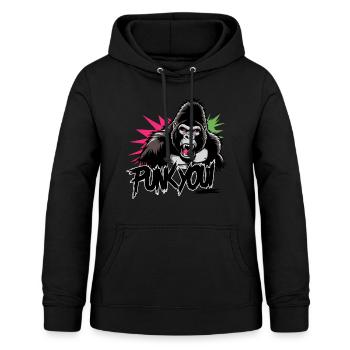 Punk You - Cooler Gorilla Comic Stil - Frauen Hoodie - Schwarz - Vorne - AI Model Female 172 light (172cm)