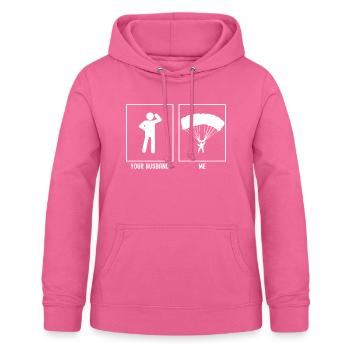 Her husband - Me - Paragliding Descent - Women's Hoodie - pink - Front - AI Model Female 172 light (172cm)
