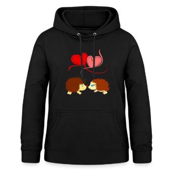 Igel - Liebe überwindet Stacheln - Comicstyle - Frauen Hoodie - Schwarz - Vorne - AI Model Female 172 light (172cm)