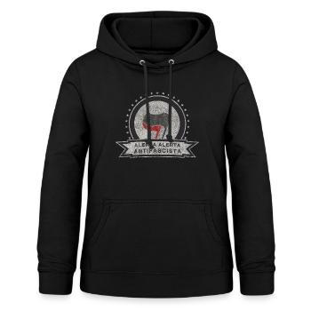 ALERTA ALERTA ANTIFASCISTA FLAGGE FAHNE LINKS - Frauen Hoodie - Schwarz - Vorne - AI Model Female 172 light (172cm)