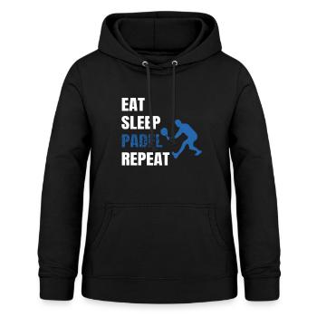 Schlafpadel Essen wiederholen - Frauen Hoodie - Schwarz - Vorne - AI Model Female 172 light (172cm)