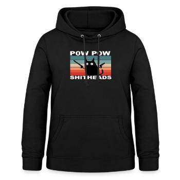 POW POW SHITHEADS Madafakas cat katze Boss - Frauen Hoodie - Schwarz - Vorne - AI Model Female 172 light (172cm)