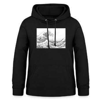 La grande vague de dessin au crayon de Kanagawa - Sweat à capuche Femme - noir - Devant - AI Model Female 172 light (172cm)