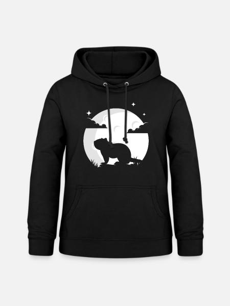 Castor lune castor cadeau animal de compagnie - Sweat à capuche Femme - noir