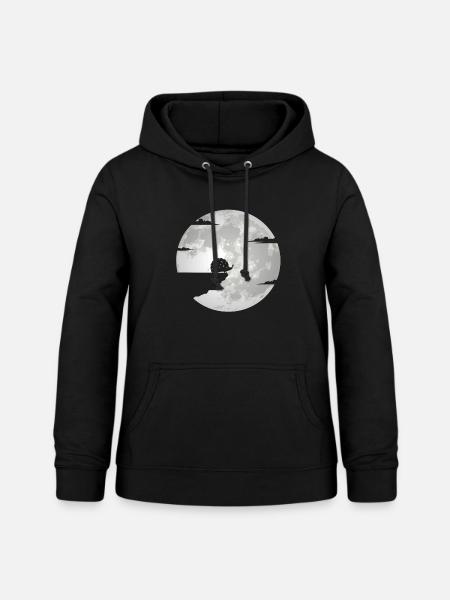 Igel Mond Igelmotiv Vollmond - Frauen Hoodie - Schwarz