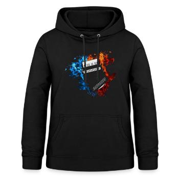 Akkordeon Rot Blau Feuer Musikinstrument - Frauen Hoodie - Schwarz - Vorne - AI Model Female 172 light (172cm)