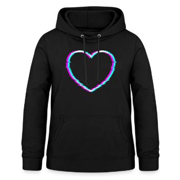 Heart | With cool digital distortion effect - Women's Hoodie - black - Front - AI Model Female 172 light (172cm)