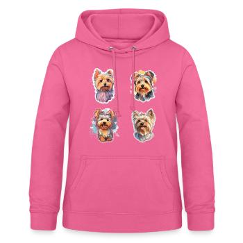 Yorkshire Terrier Dog Watercolor - Frauen Hoodie - Pink - Vorne - AI Model Female 172 light (172cm)