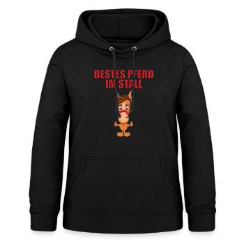 BESTES PFERD IM STALL - PFERDE - REITEN - REITERIN - Frauen Hoodie - Schwarz - Vorne - AI Model Female 172 light (172cm)