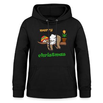 Feuille de chanvre chanvre joyeux Noël paresseux Chill - Sweat à capuche Femme - noir - Devant - AI Model Female 172 light (172cm)