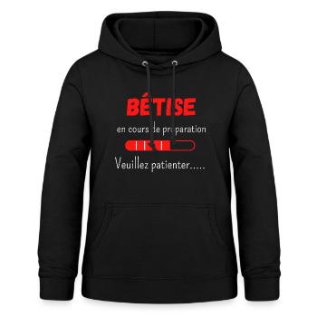 Bêtise en cours de préparation veuillez patienter - Sweat à capuche Femme - noir - Devant - AI Model Female 172 light (172cm)