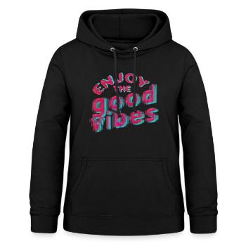 Good Vibes (lettrage) 01 - Sweat à capuche Femme - noir - Devant - AI Model Female 172 light (172cm)