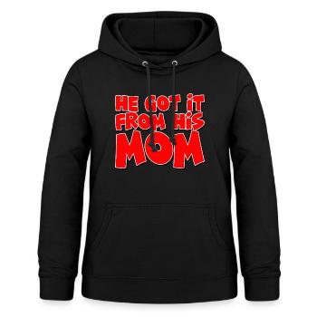 Il l’a obtenu de sa mère - Sweat à capuche Femme - noir - Devant - AI Model Female 172 light (172cm)