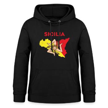 Sicilia Karte Palermo Italienisch Wappen Sizilien - Frauen Hoodie - Schwarz - Vorne - AI Model Female 172 light (172cm)