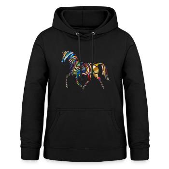 Pferd - bunt durch die Welt - Frauen Hoodie - Schwarz - Vorne - AI Model Female 172 light (172cm)