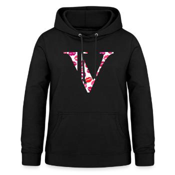 Buchstabe v Küsse - Frauen Hoodie - Schwarz - Vorne - AI Model Female 172 light (172cm)