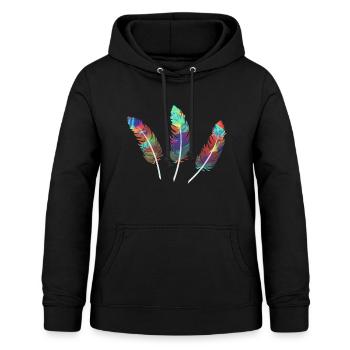 feathers,colorful,feather,graffiti - Women's Hoodie - black - Front - AI Model Female 172 light (172cm)