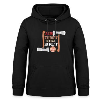 Aim Throw Swear Repeat Hatchet Ax Thrower - Frauen Hoodie - Schwarz - Vorne - AI Model Female 172 light (172cm)
