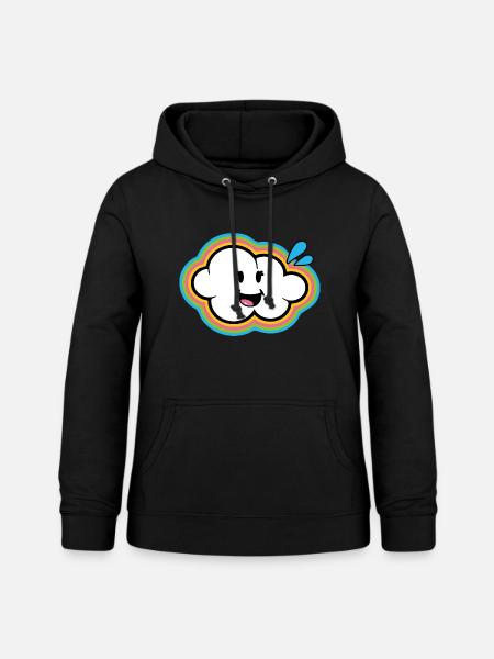 Smiley Kawaii Cloud - Frauen Hoodie - Schwarz