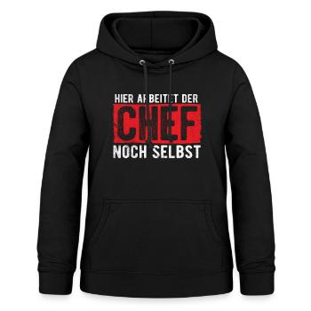 Hier Arbeitet Chef Noch Selbst Chef - Frauen Hoodie - Schwarz - Vorne - AI Model Female 172 light (172cm)