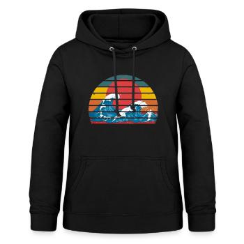 The great wave off Kanagawa retro - Women's Hoodie - black - Front - AI Model Female 172 light (172cm)
