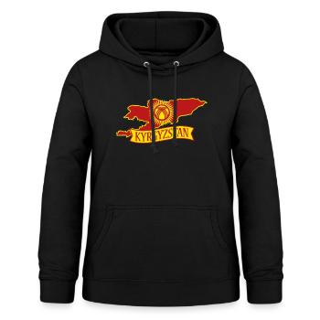 Silhouette Map Coat of Arms Flag Kyrgyzstan USSR - Women's Hoodie - black - Front - AI Model Female 172 light (172cm)
