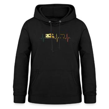 Wohnmobil Herzschlag Retro Wohnwagen EKG Camper - Frauen Hoodie - Schwarz - Vorne - AI Model Female 172 light (172cm)