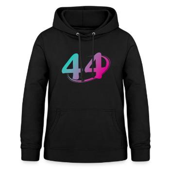 Nummer 44 mehrfarbig - Frauen Hoodie - Schwarz - Vorne - AI Model Female 172 light (172cm)